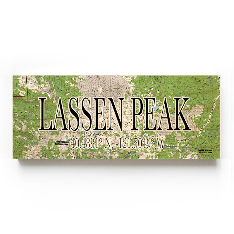 Lassen Peak National Park 3x9 Wood Coordinate Wall Hanging Map Sign