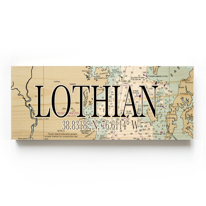 Lothian Maryland 3x9 Wood Coordinate Wall Hanging Map Sign