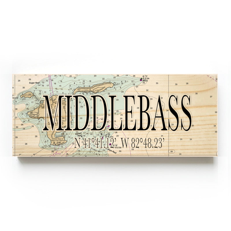 Middlebass Ohio 3x9 Wood Coordinate Wall Hanging Map Sign