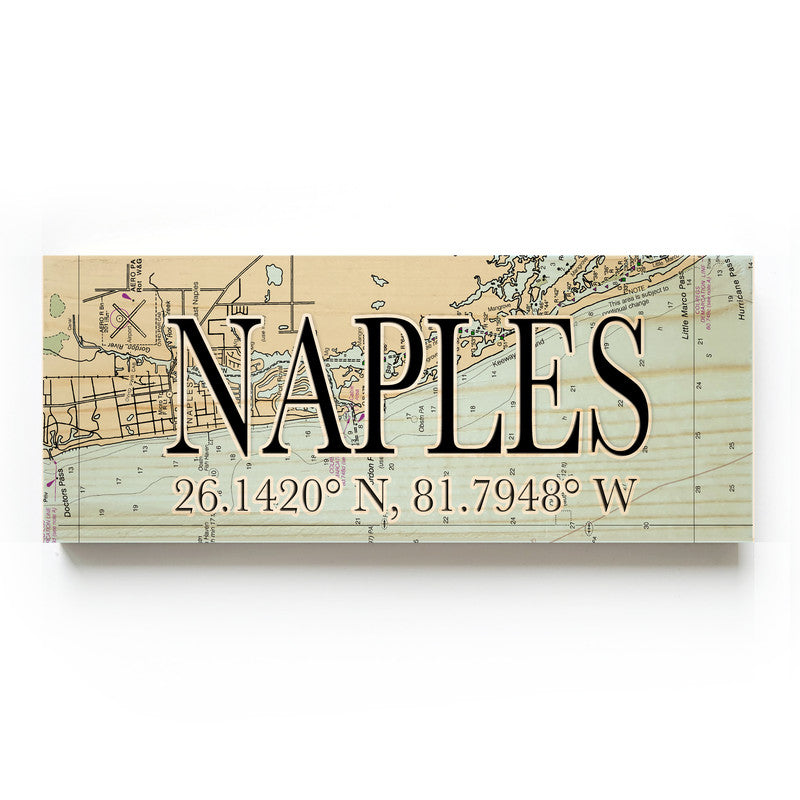 Naples Florida 3x9 Wood Coordinate Wall Hanging Map Sign