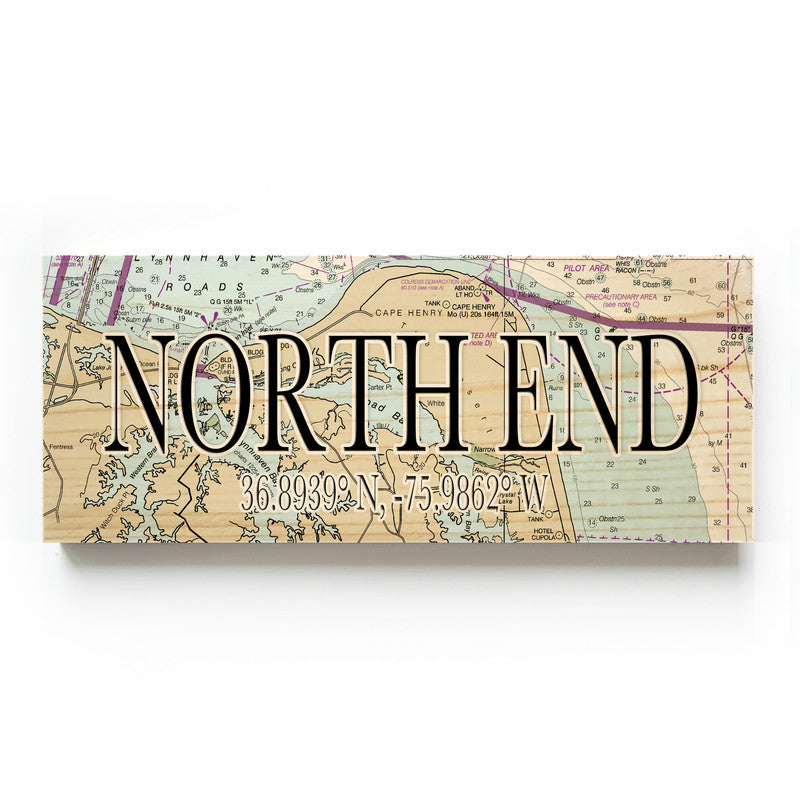 North End Virginia 3x9 Wood Coordinate Wall Hanging Map Sign