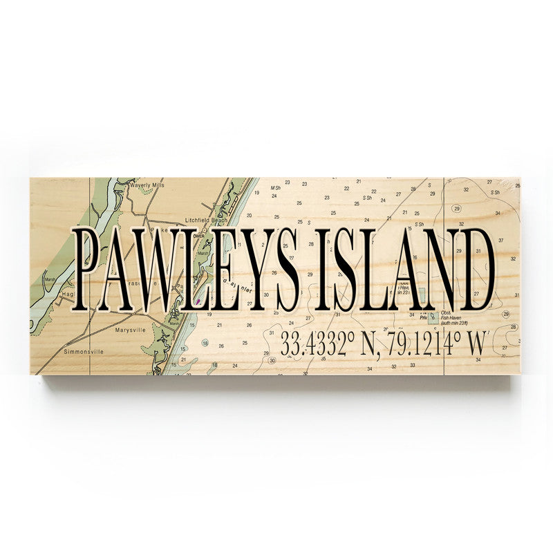 Pawleys Island South Carolina 3x9 Wood Coordinate Wall Hanging Map Sign