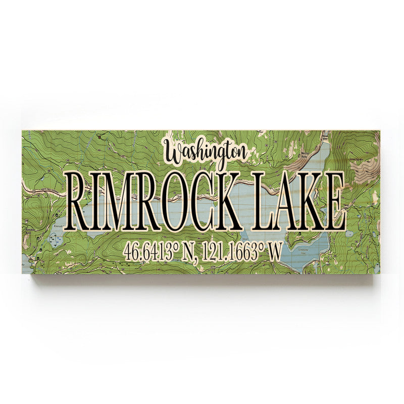 Rimrock Lake Washington 3x9 Wood Coordinate Wall Hanging Map Sign