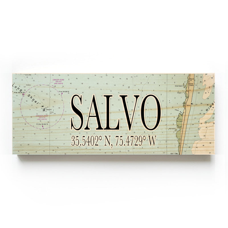 Salvo North Carolina 3x9 Wood Coordinate Wall Hanging Map Sign