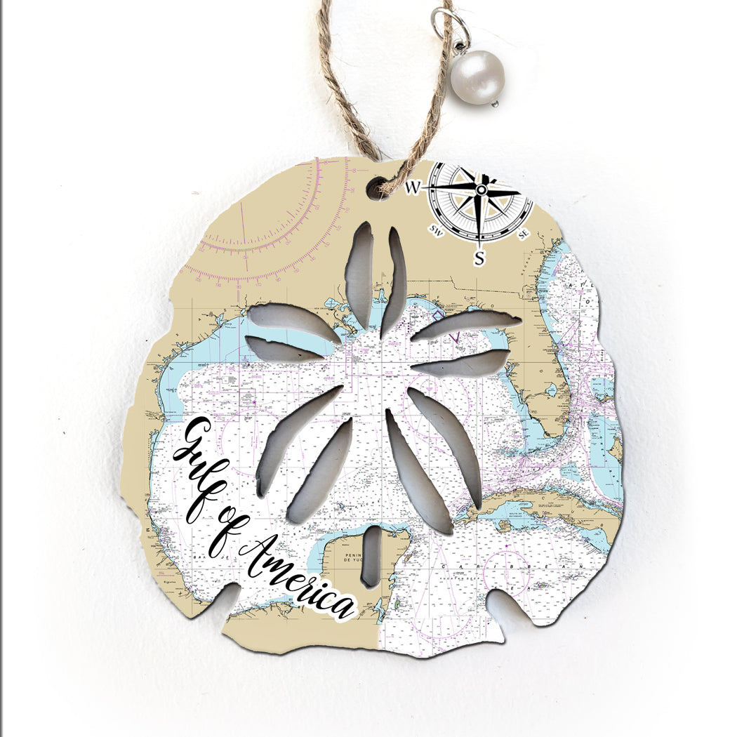 Gulf of America Sand Dollar Shaped Map Ornament