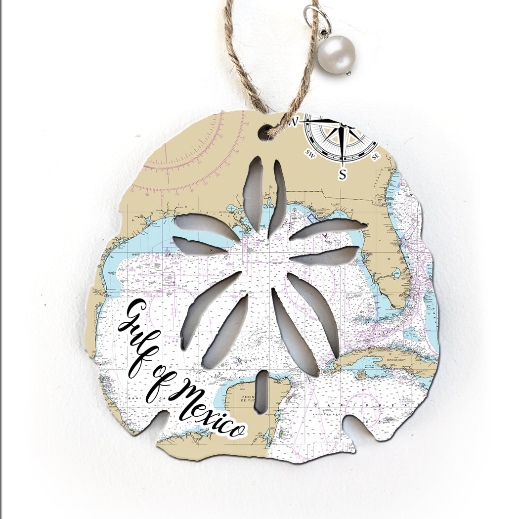 Gulf of Mexico Sand Dollar Shaped Map Ornament