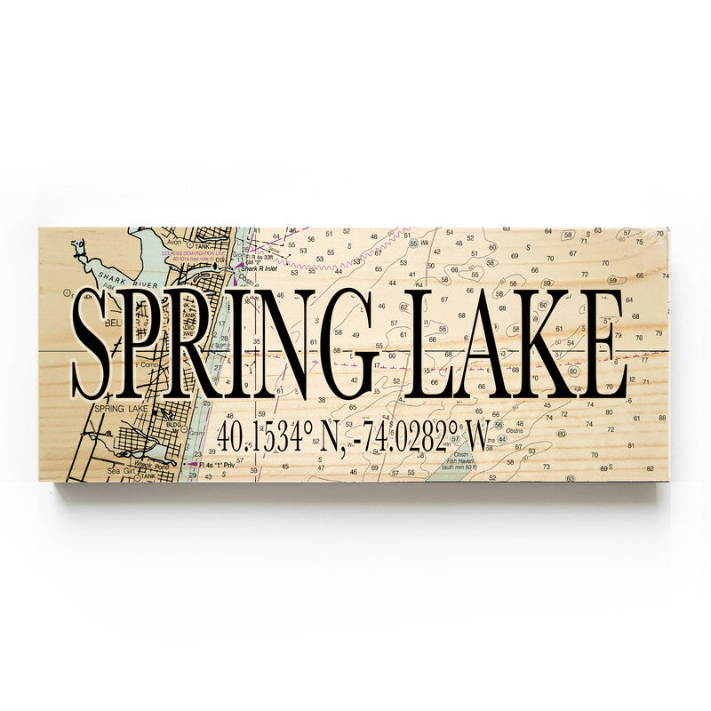 Spring Lake New Jersey 3x9 Wood Coordinate Wall Hanging Map Sign