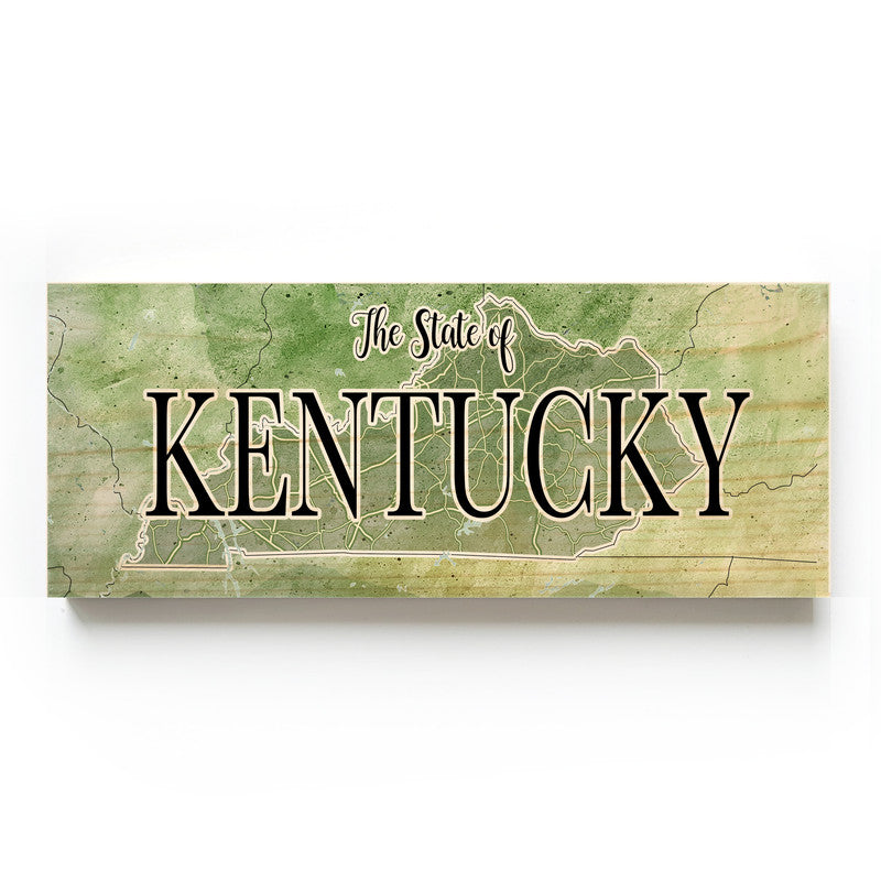 State Of Kentucky 3x9 Wood Coordinate Wall Hanging Map Sign