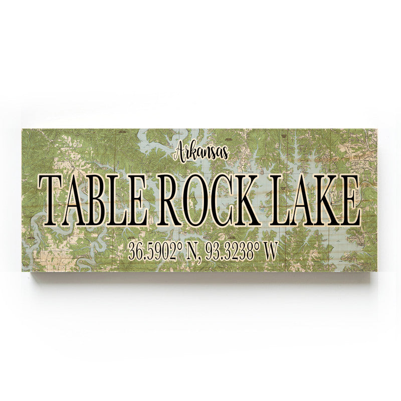 Table Rock Lake Alabama 3x9 Wood Coordinate Wall Hanging Map Sign