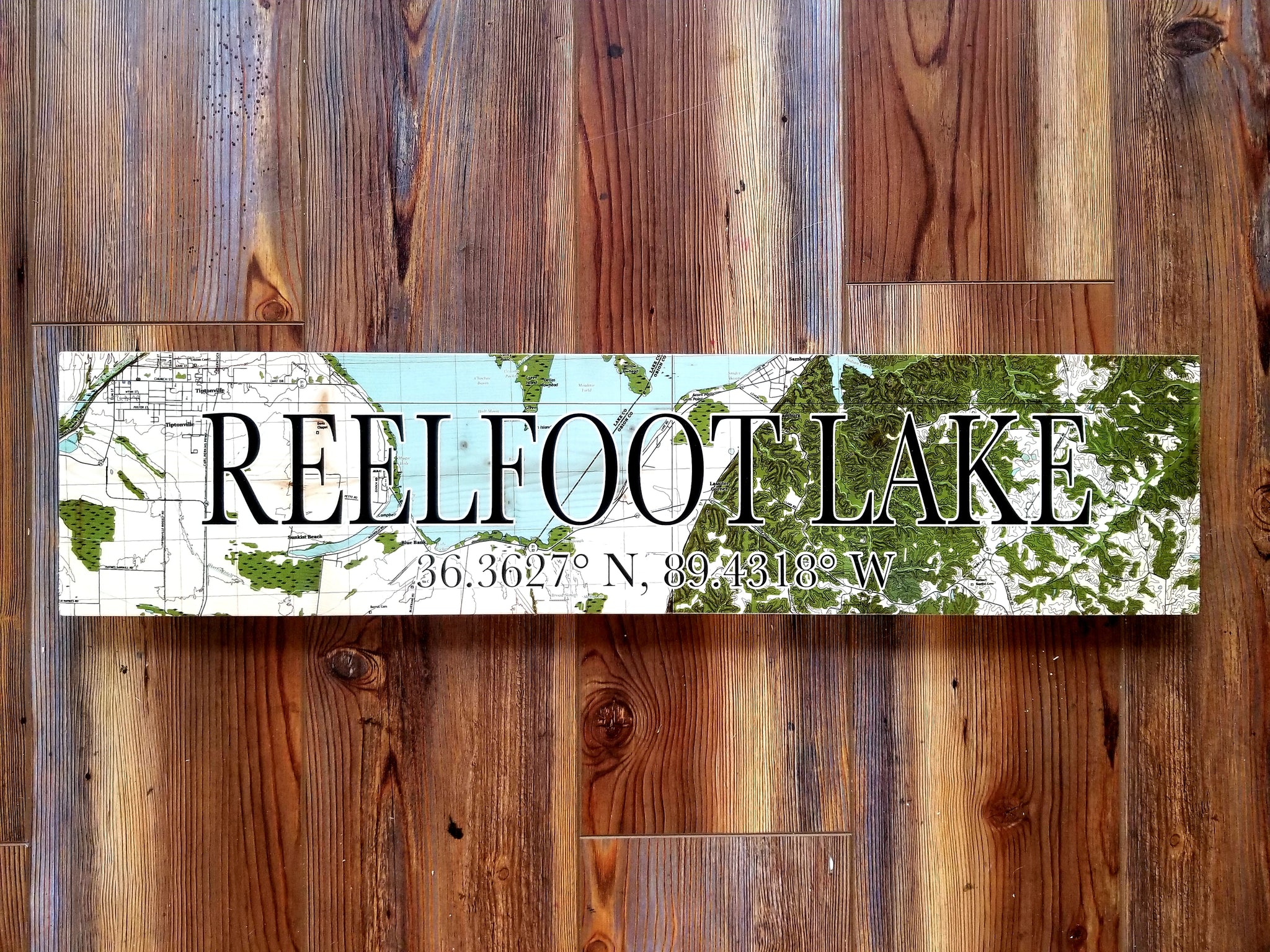 Reelfoot Lake, TN Coordinate Sign