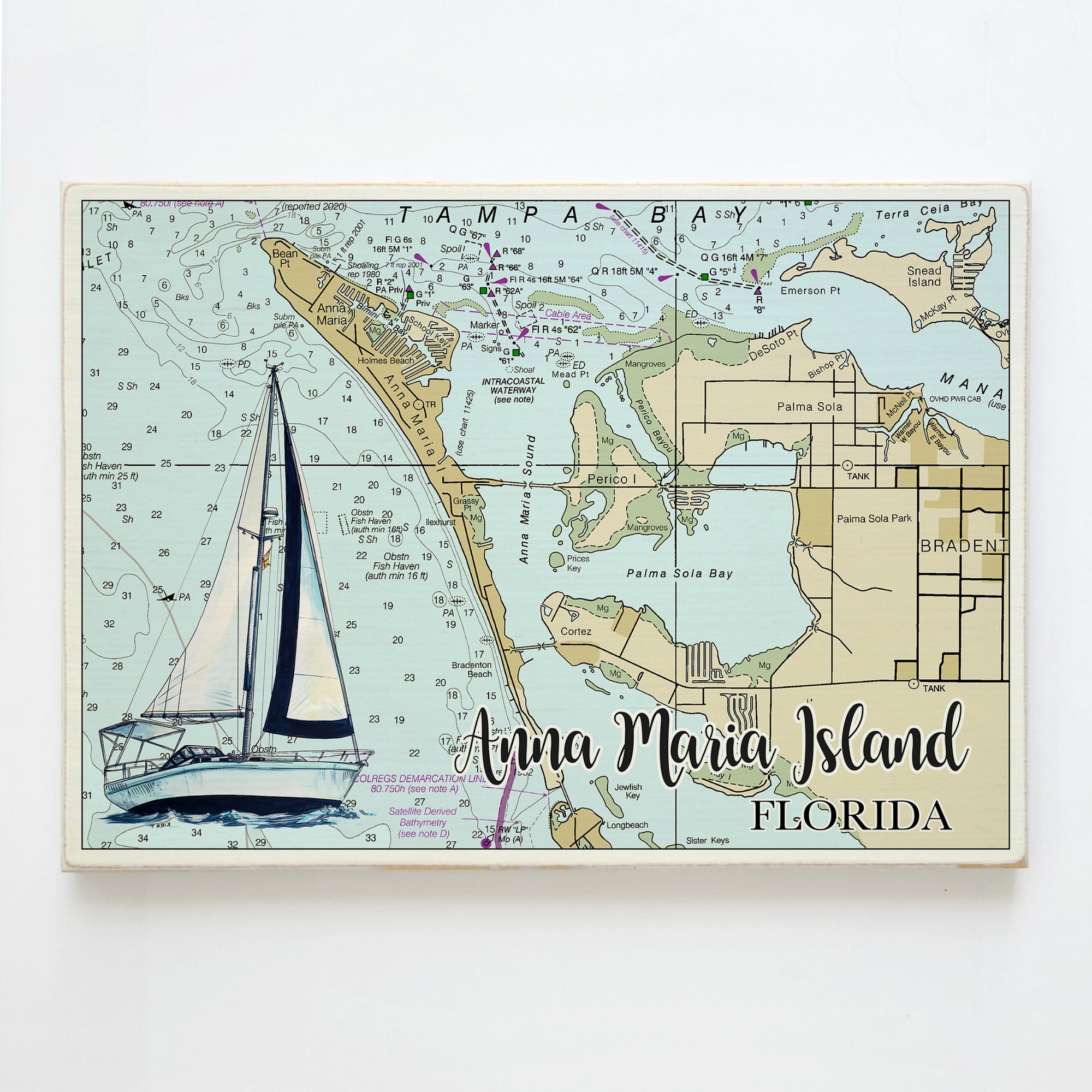 Anna Maria Island, FL  Sailboat Plank Map