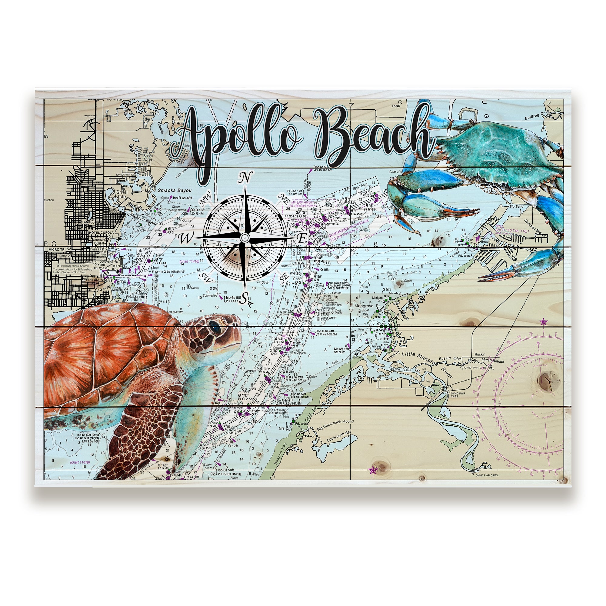 Apollo Beach,  FL -Blue Crab Sea Turtle Pallet Map