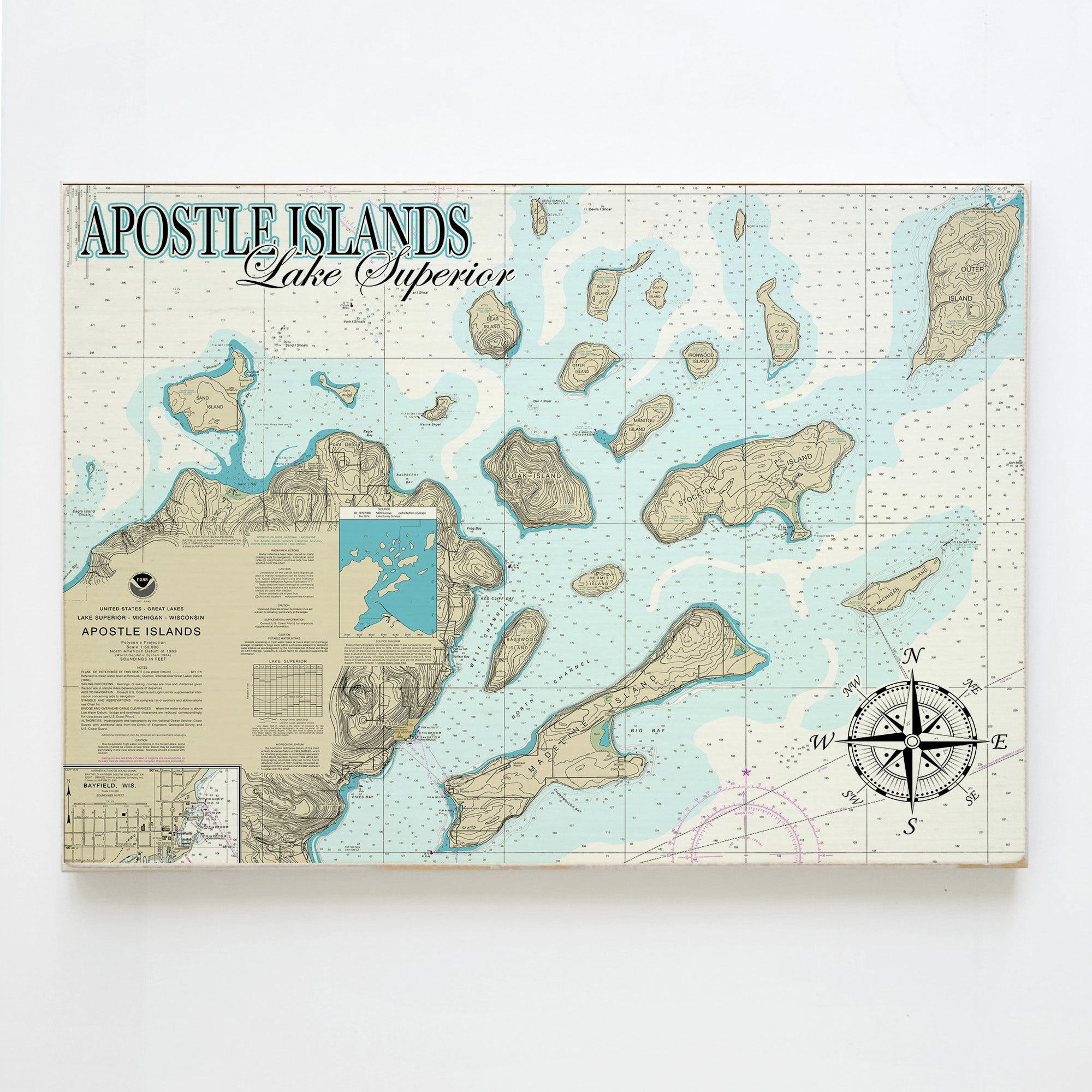 Apostle Islands,  Lake Superior Plank Map