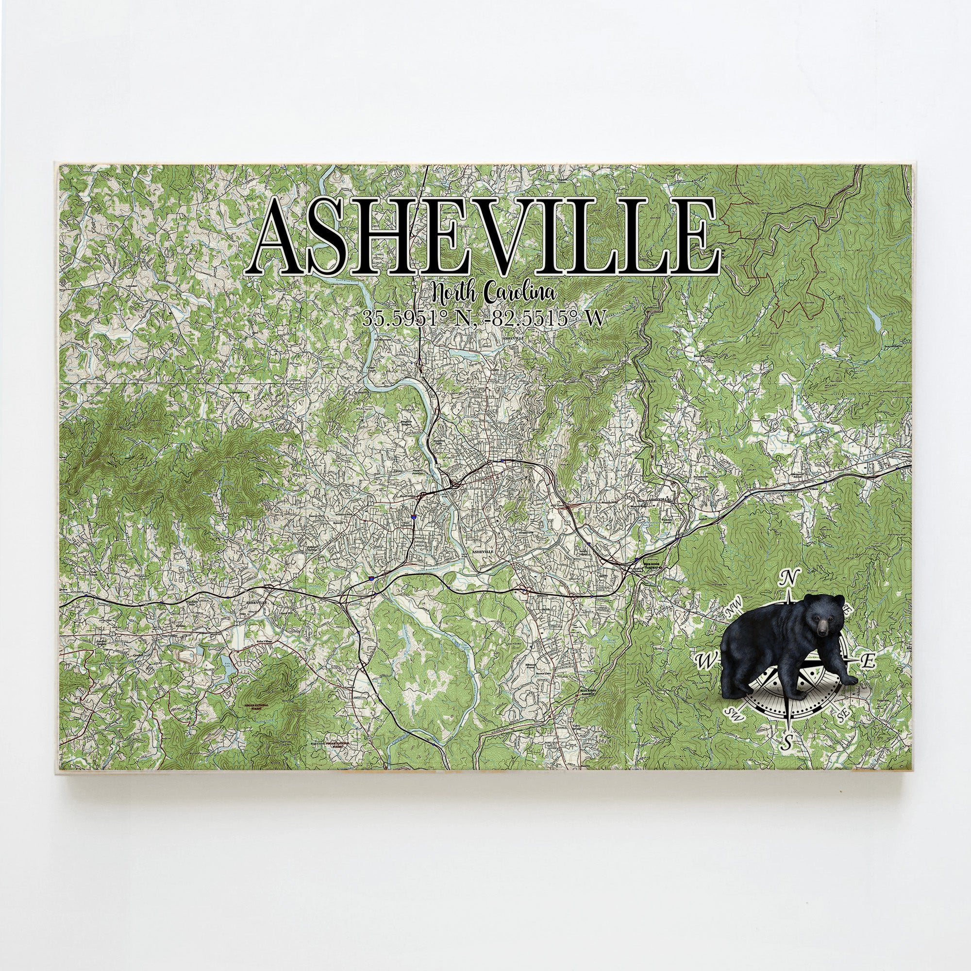 Ashville, NC  Black Bear Plank Map