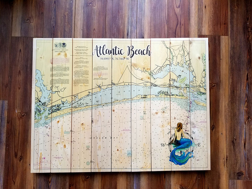 Atlantic Beach NC Statement Sized Pallet Maps