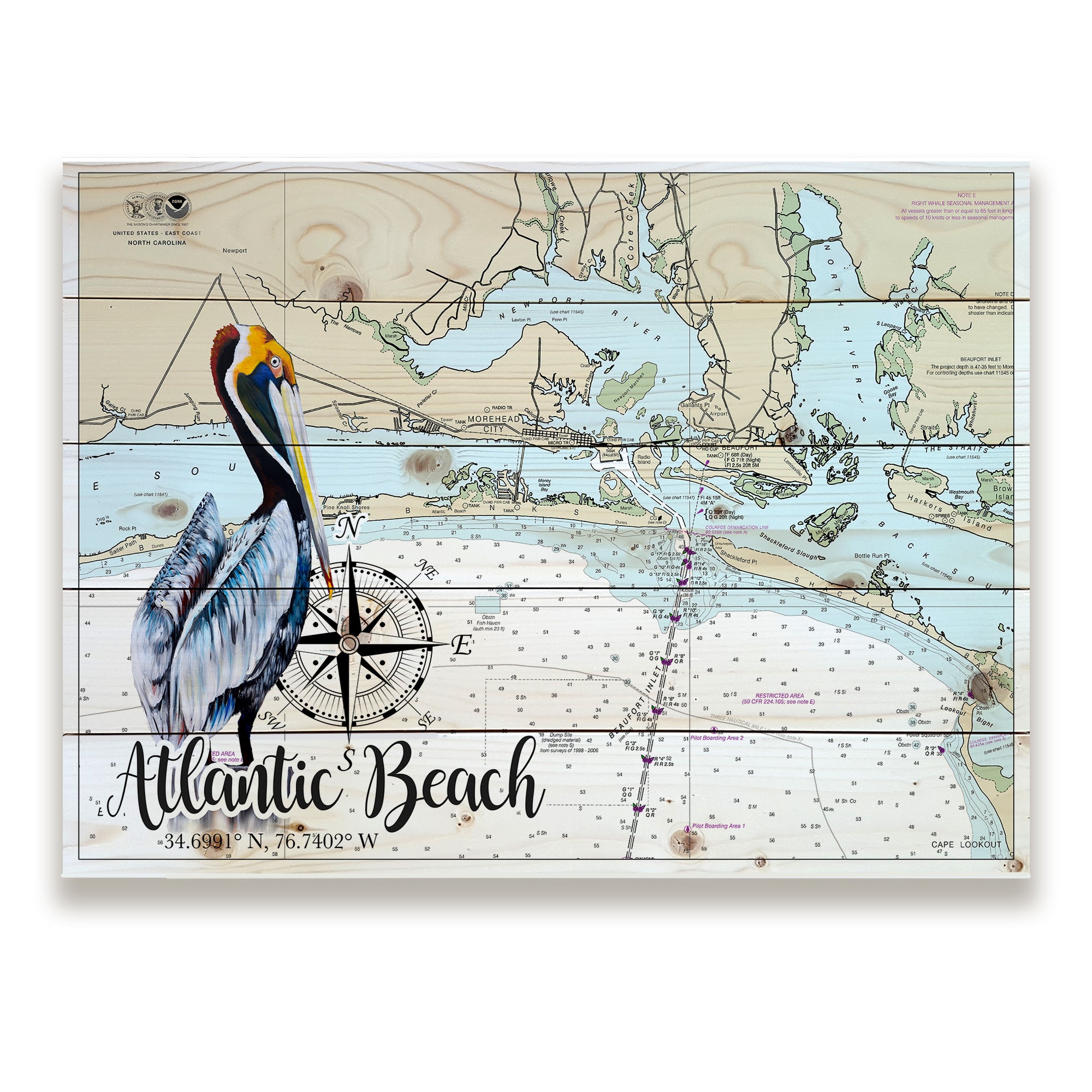 Atlantic Beach, NC - Pelican Pallet Map