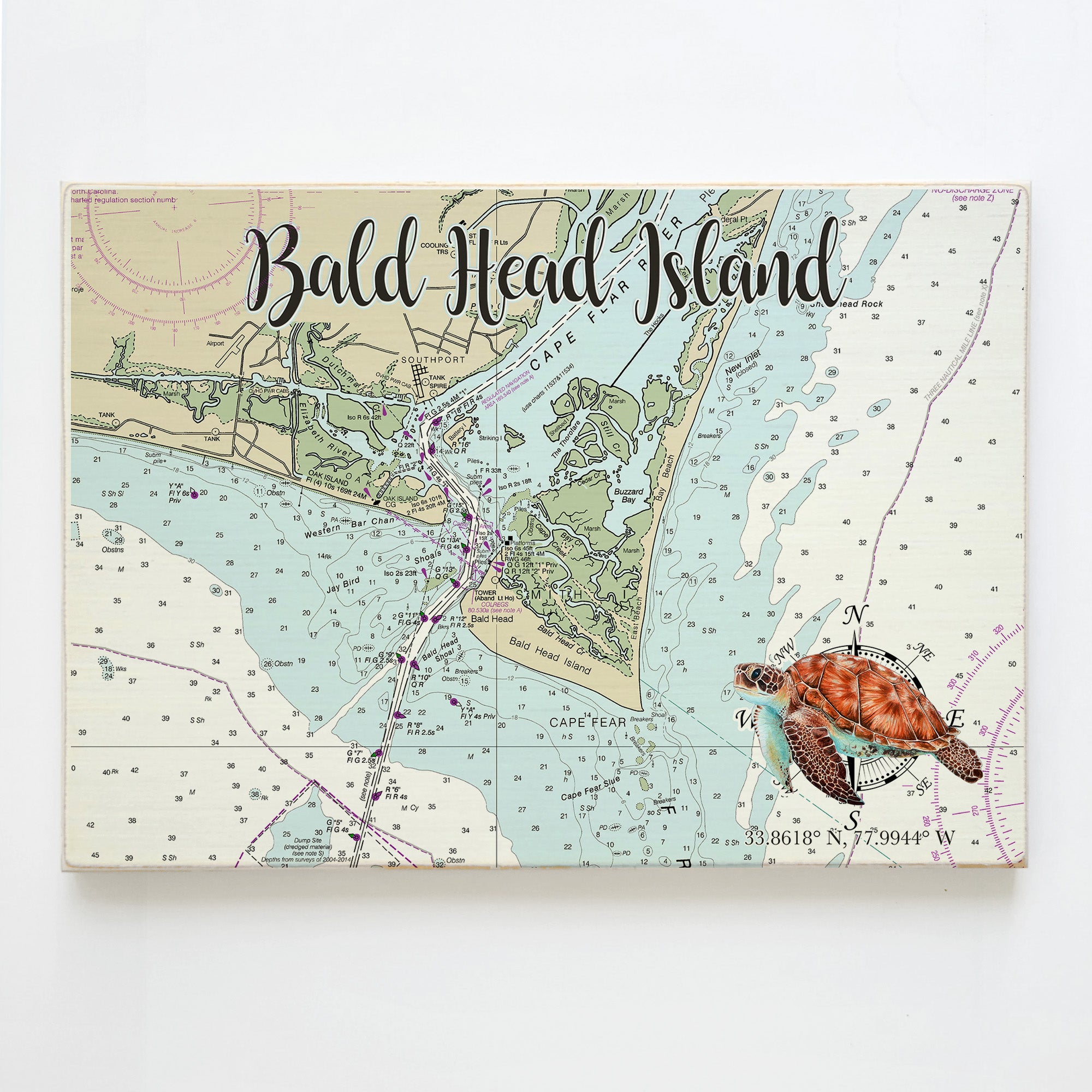 Bald Head Island, NC  Sea Turtle Plank Map