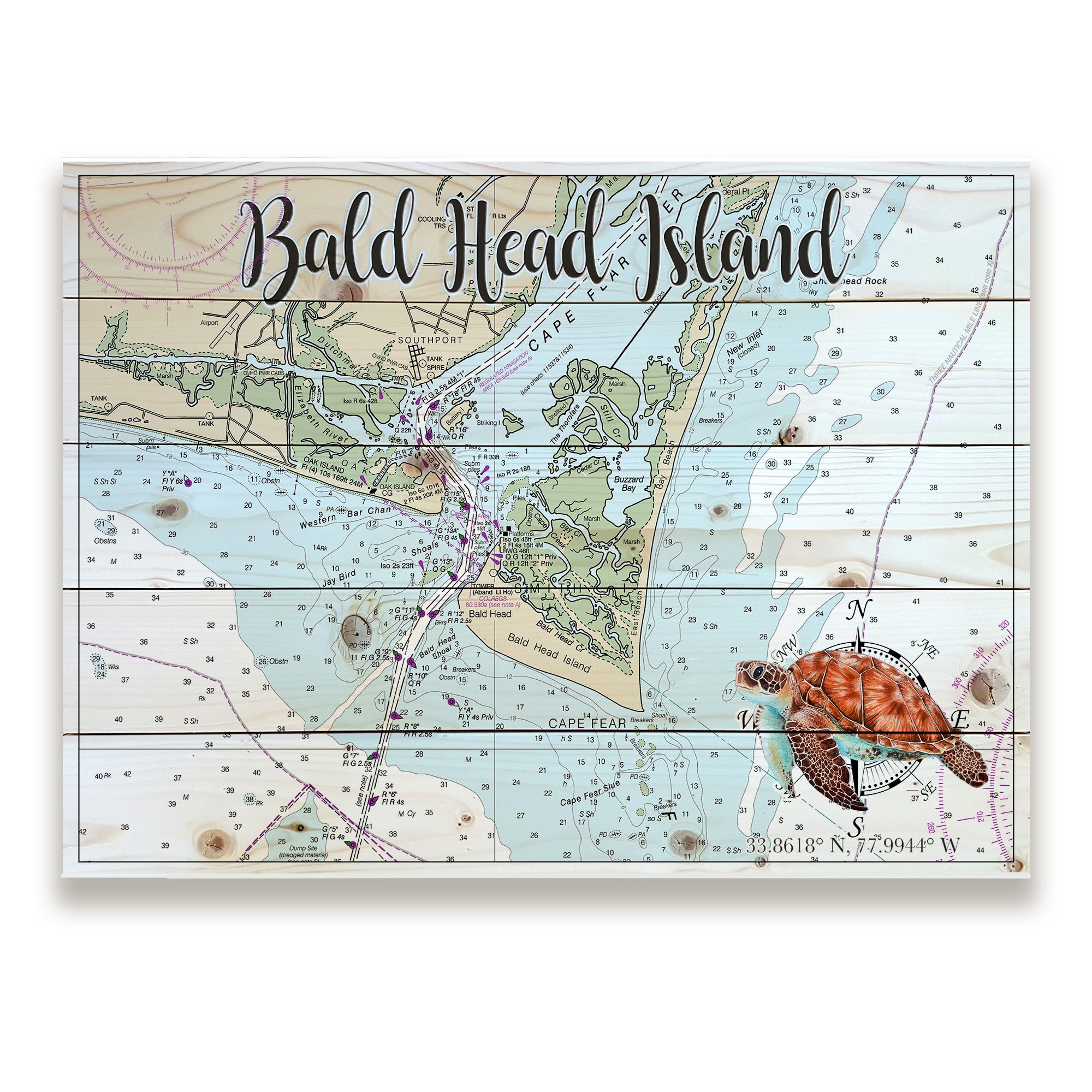 Bald Head Island, NC - Sea Turtle Pallet Map