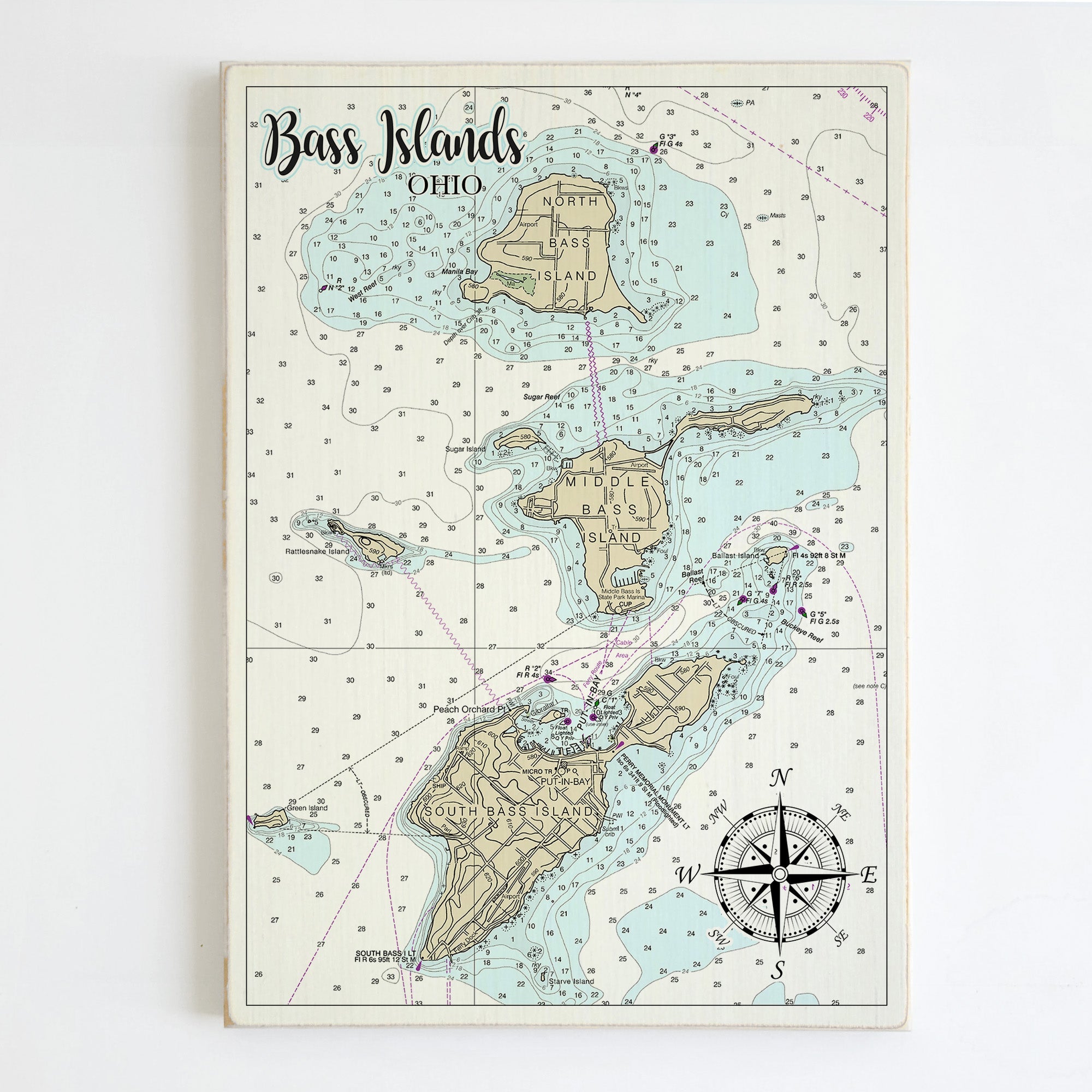 Bass Islands,  OH Plank Map