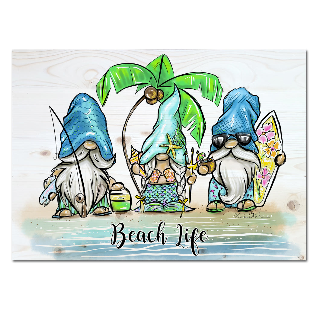 Wholesale Beach Life Gnome Art 5x7 Wood Sign-Customizable