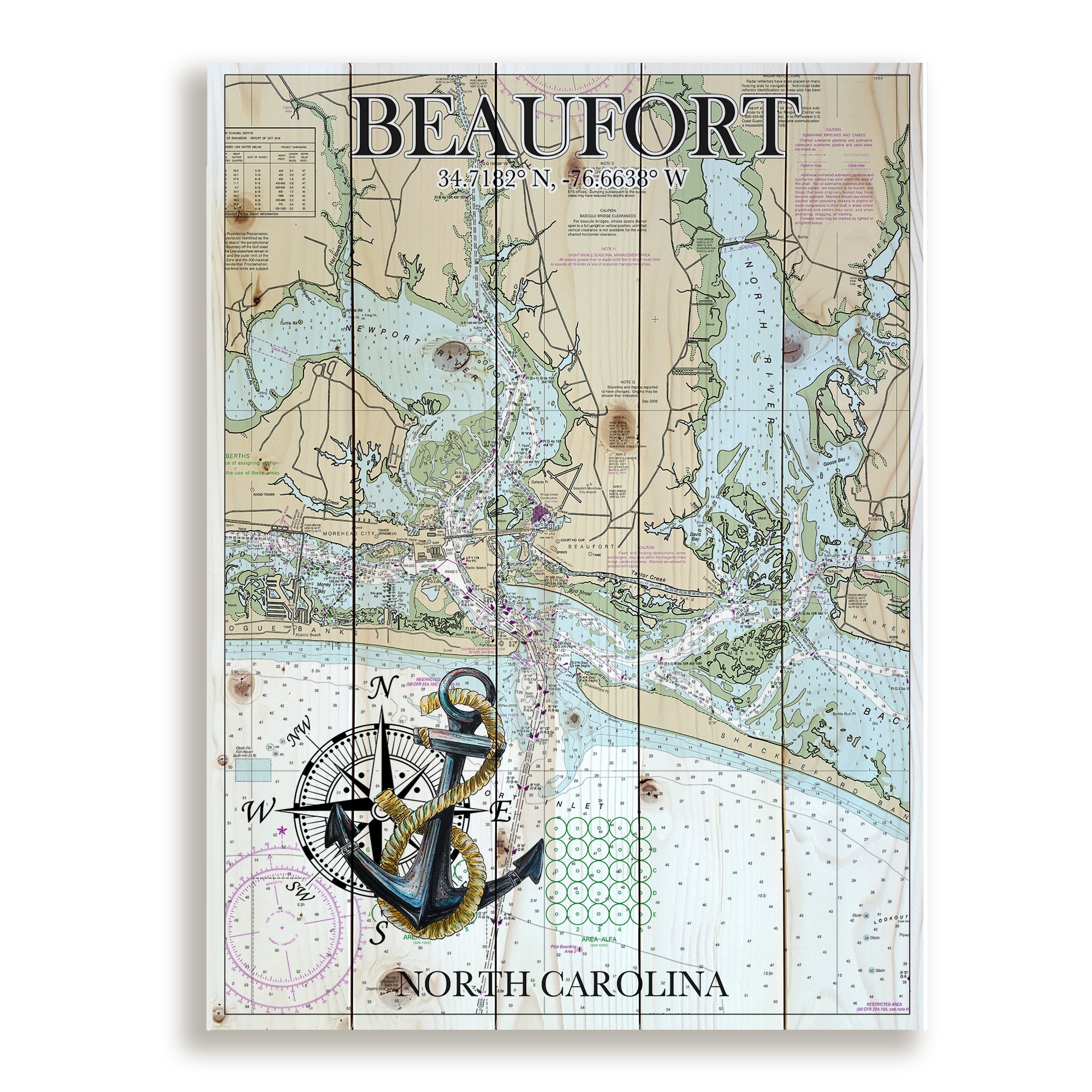 Beaufort, NC - Sailboat Pallet Map