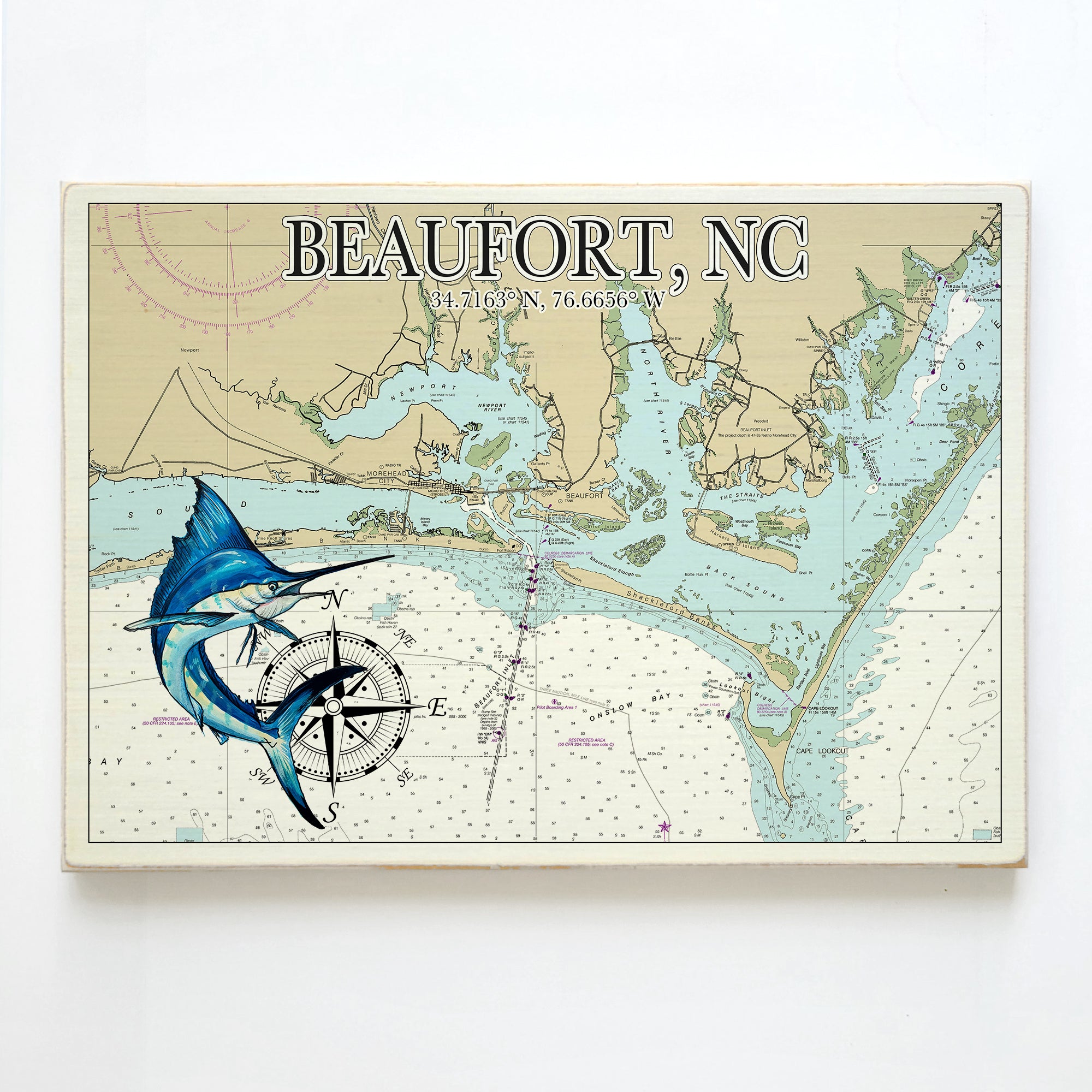 Beaufort, NC Marlin Plank Map