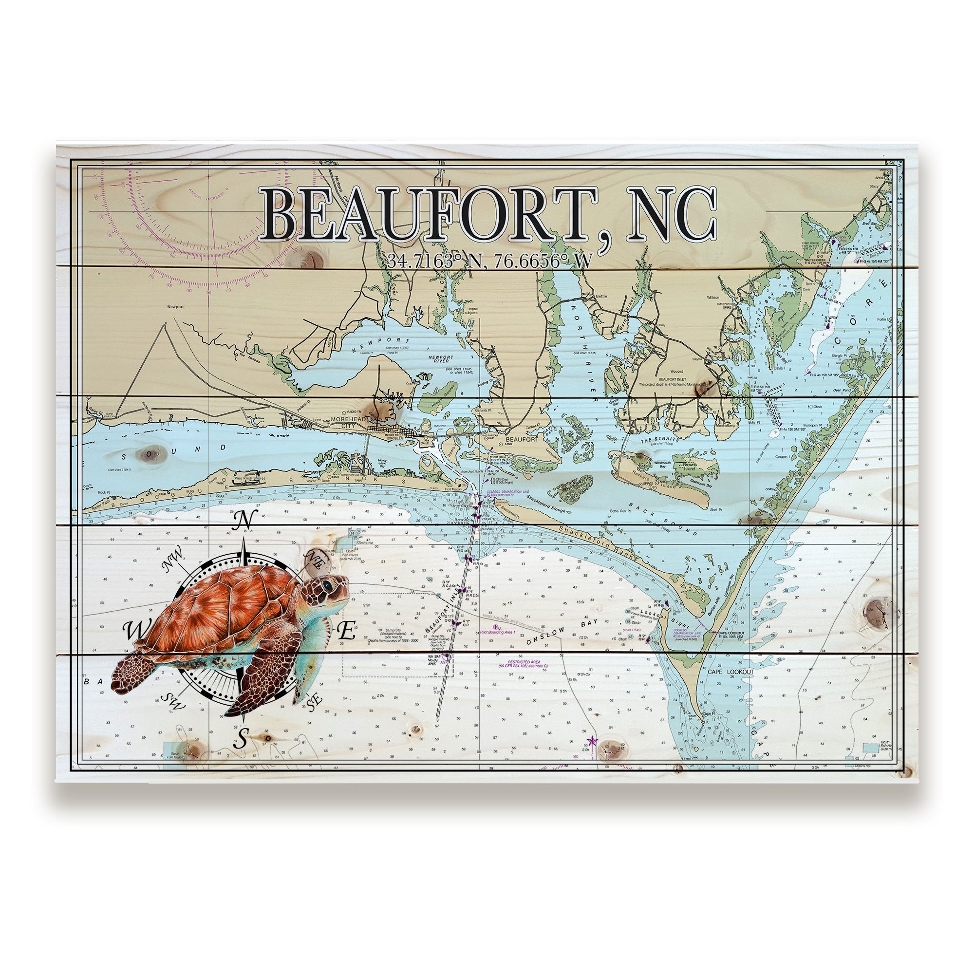 Beaufort, NC - Sea Turtle Pallet Map