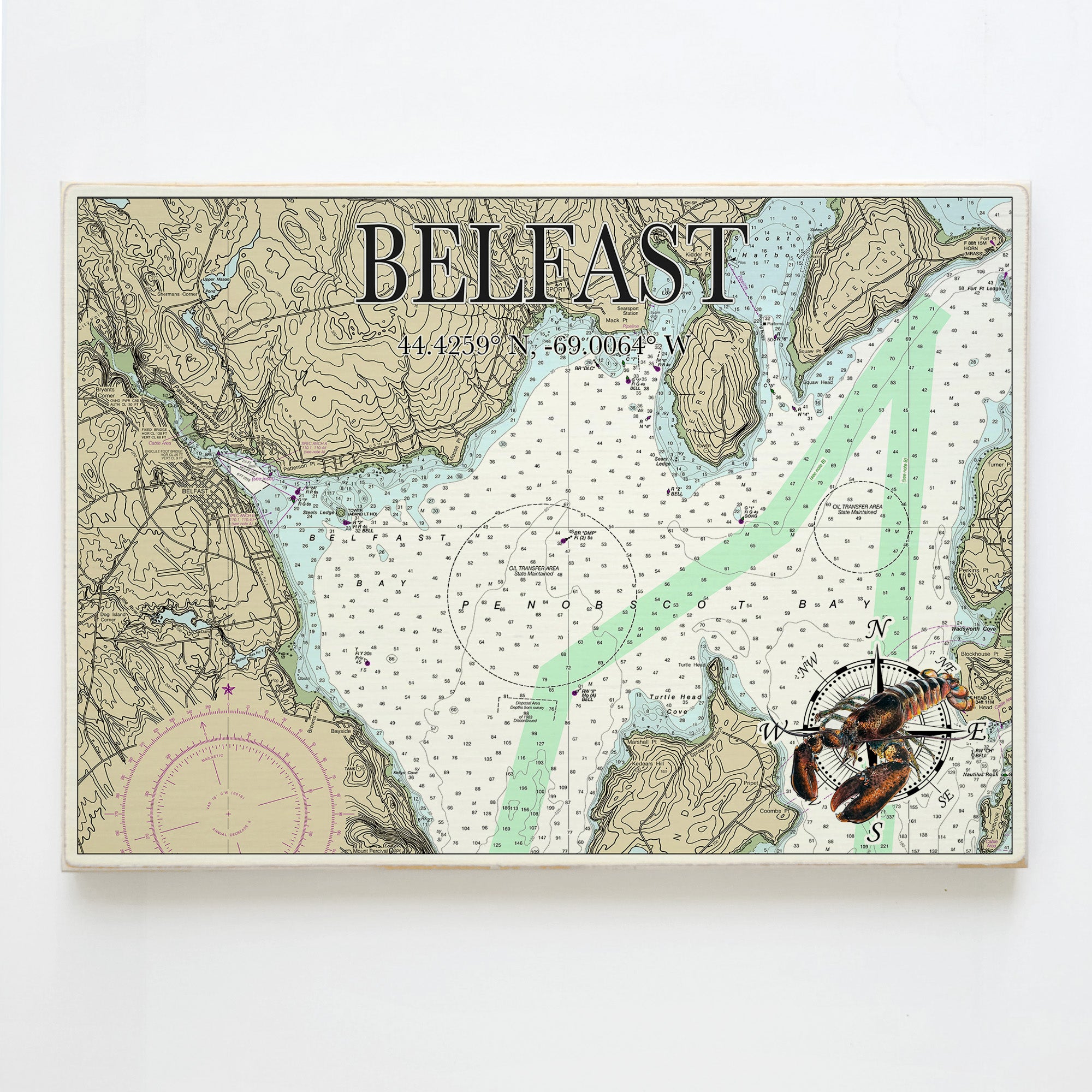 Belfast, ME  lobster Plank Map