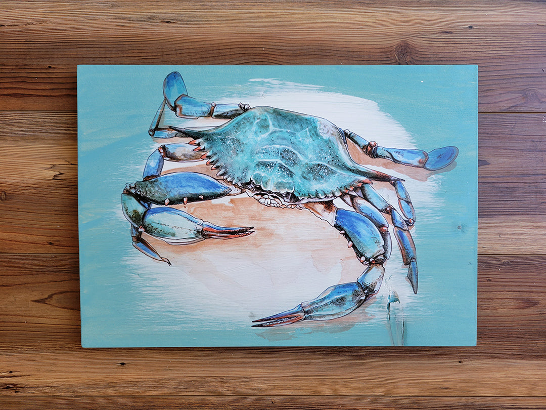 Wholesale 5x7 Wood Mini Blue Crab-Custom Location