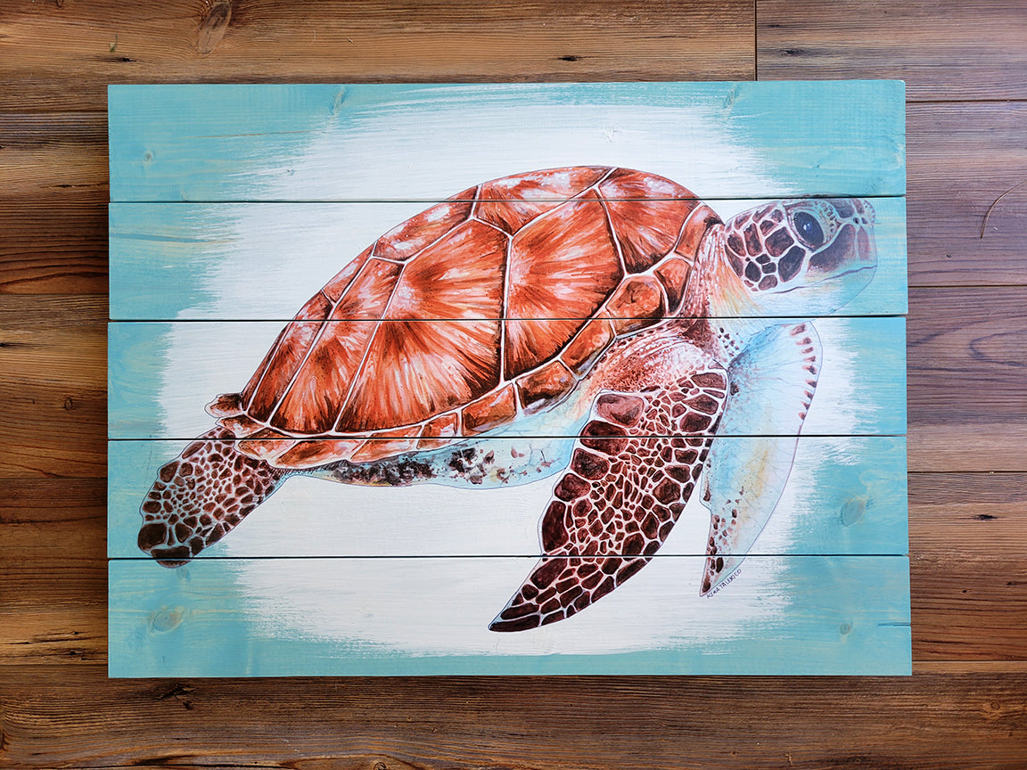 Wholesale 18x24 Inch Wood Pallet Map Sea Turtle Art -ANY Custom Location