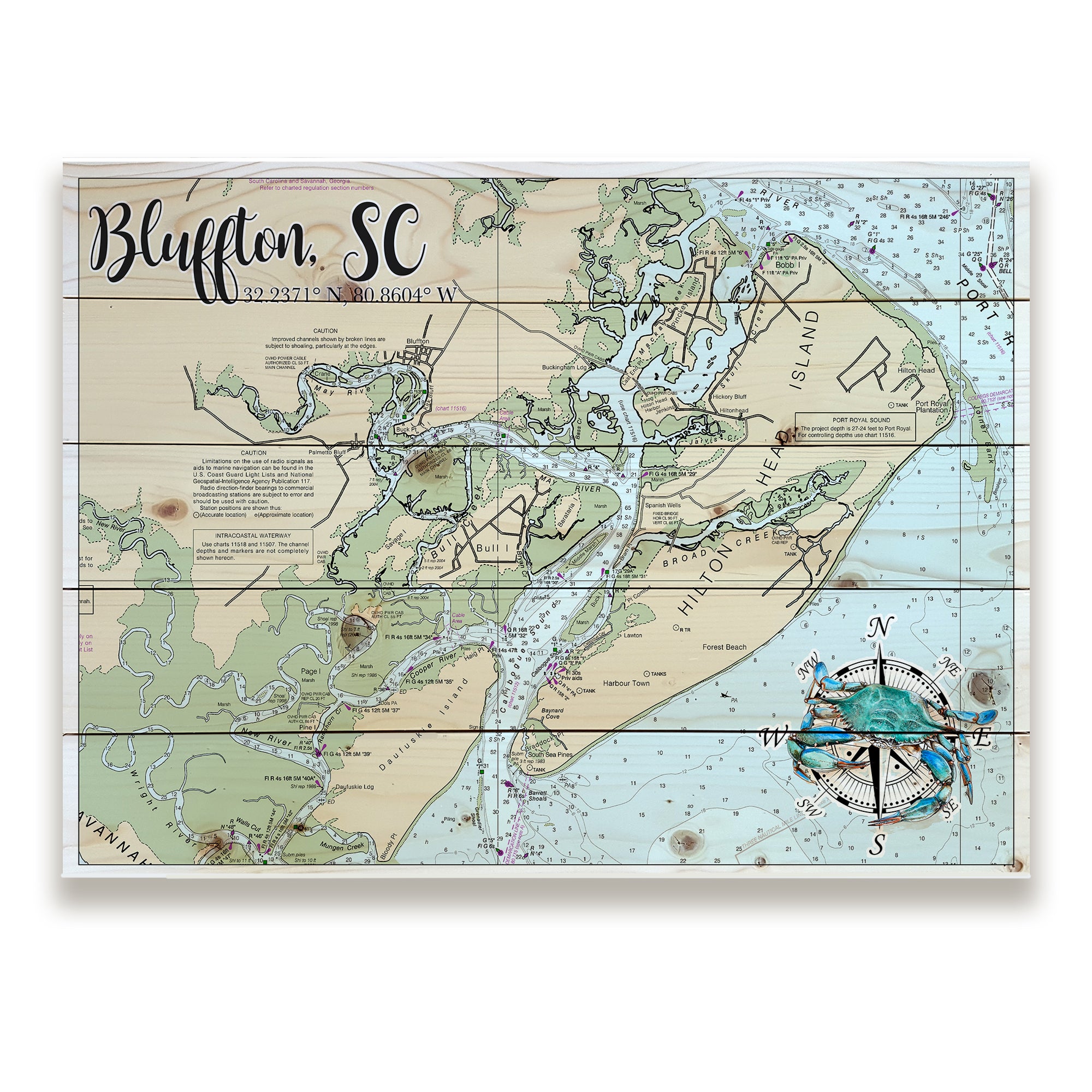 Bluffton, SC - Blue Crab Pallet Map