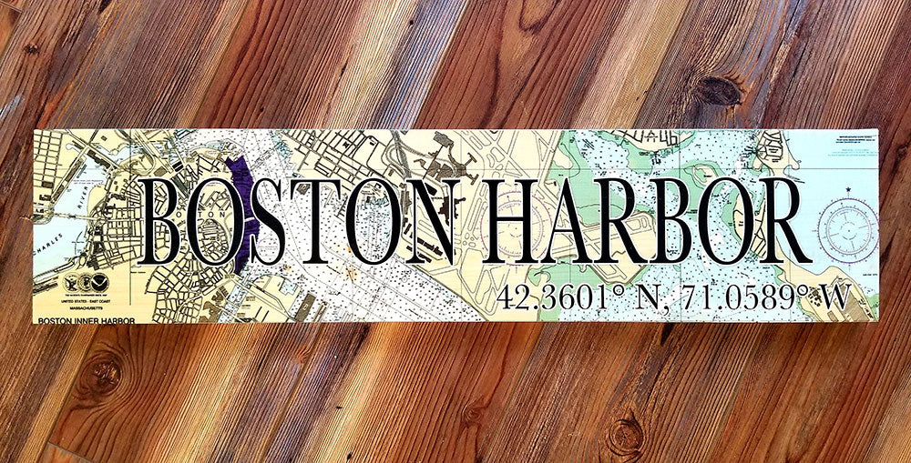 Boston Harbor, MA Coordinate Sign
