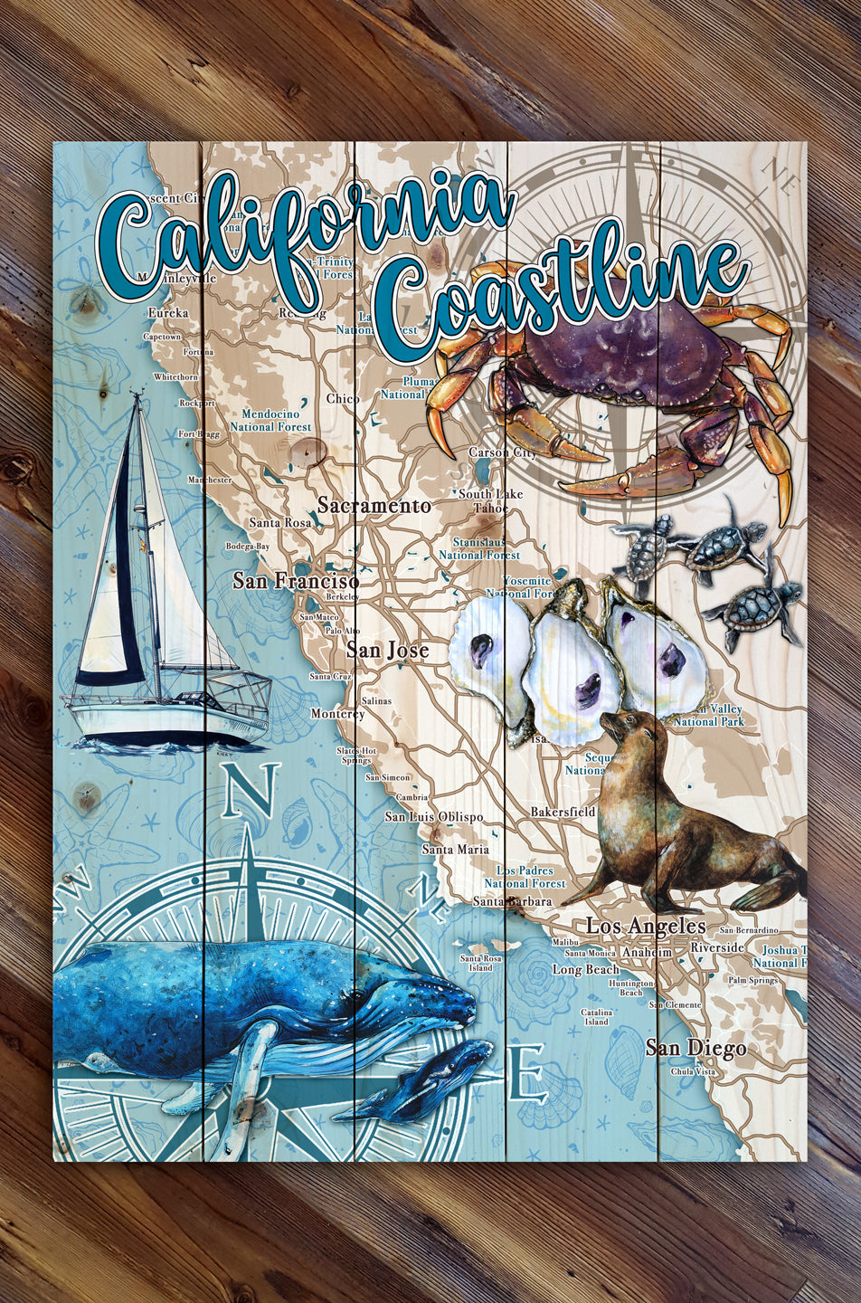 California Coastline Pallet Map
