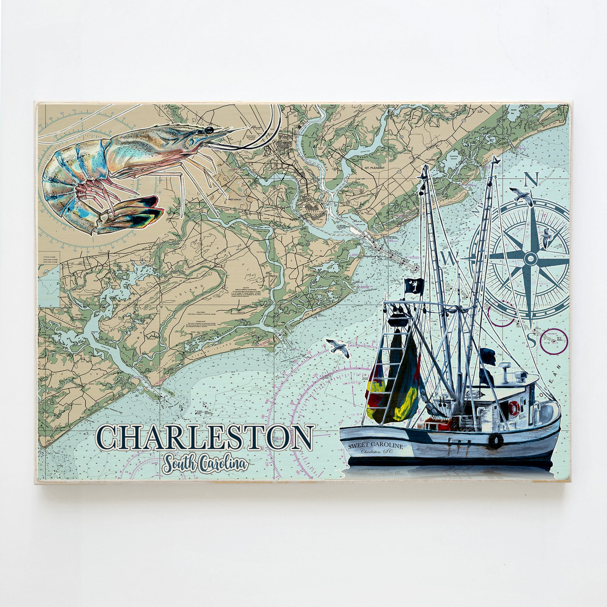 Charleston, SC  Shrimp Boat Plank Map
