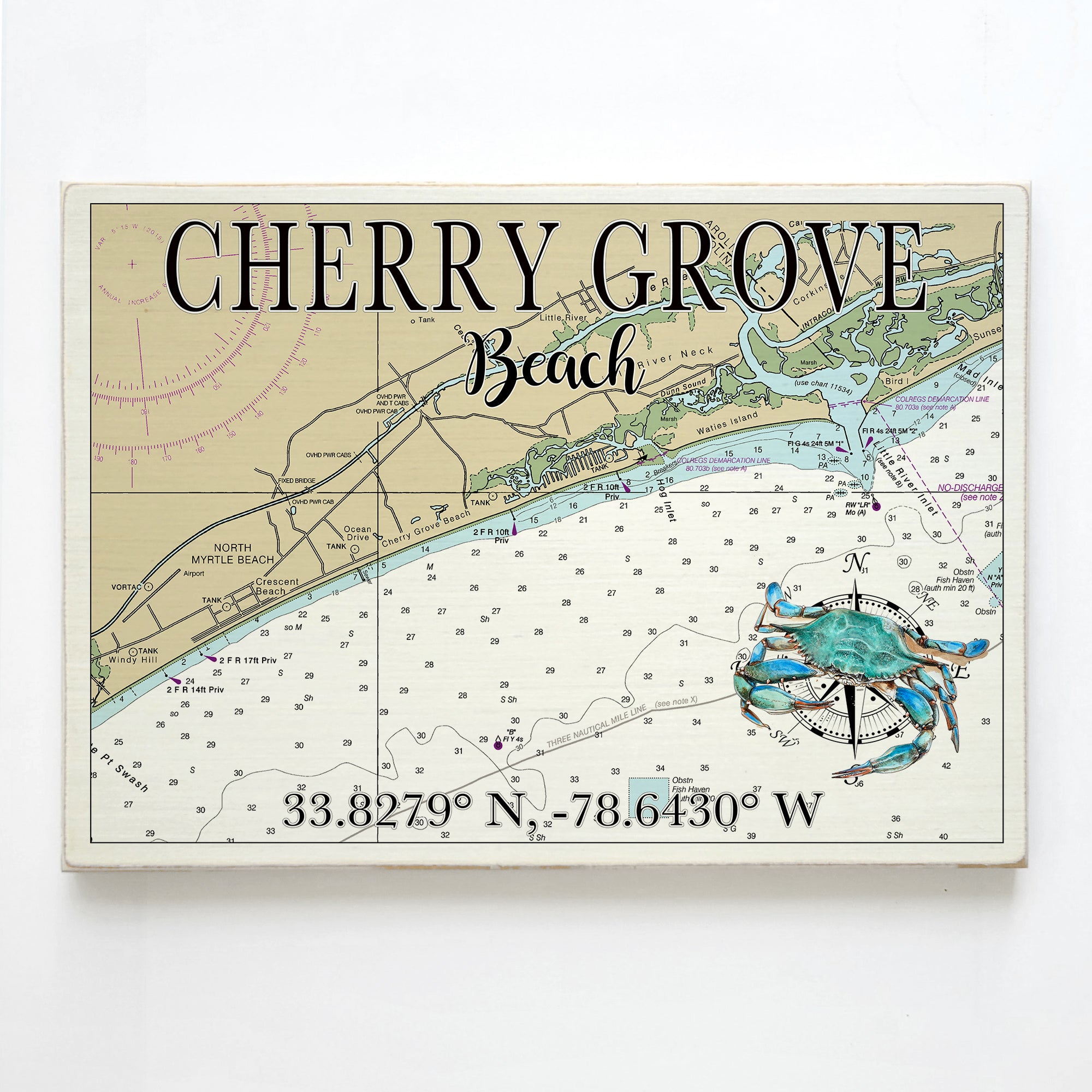 Plank Map of Cherry Grove Beach SC