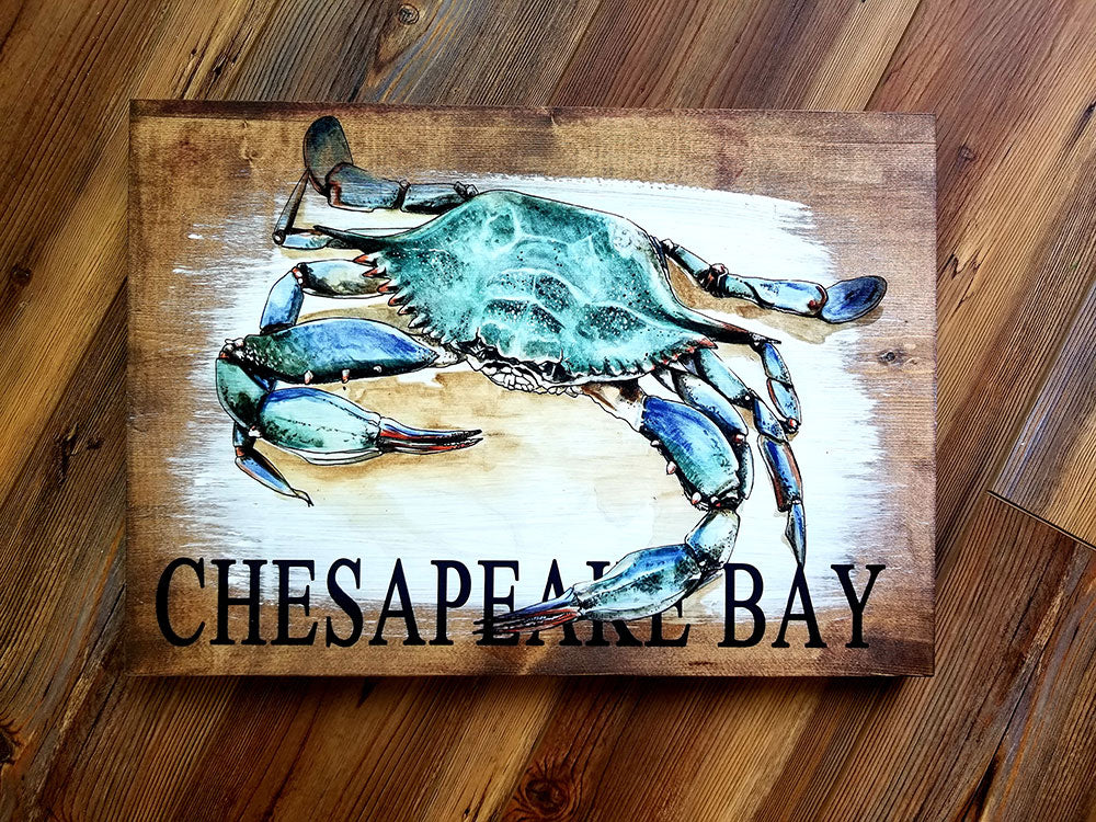 Chesapeake Bay Crab Plank Artwork