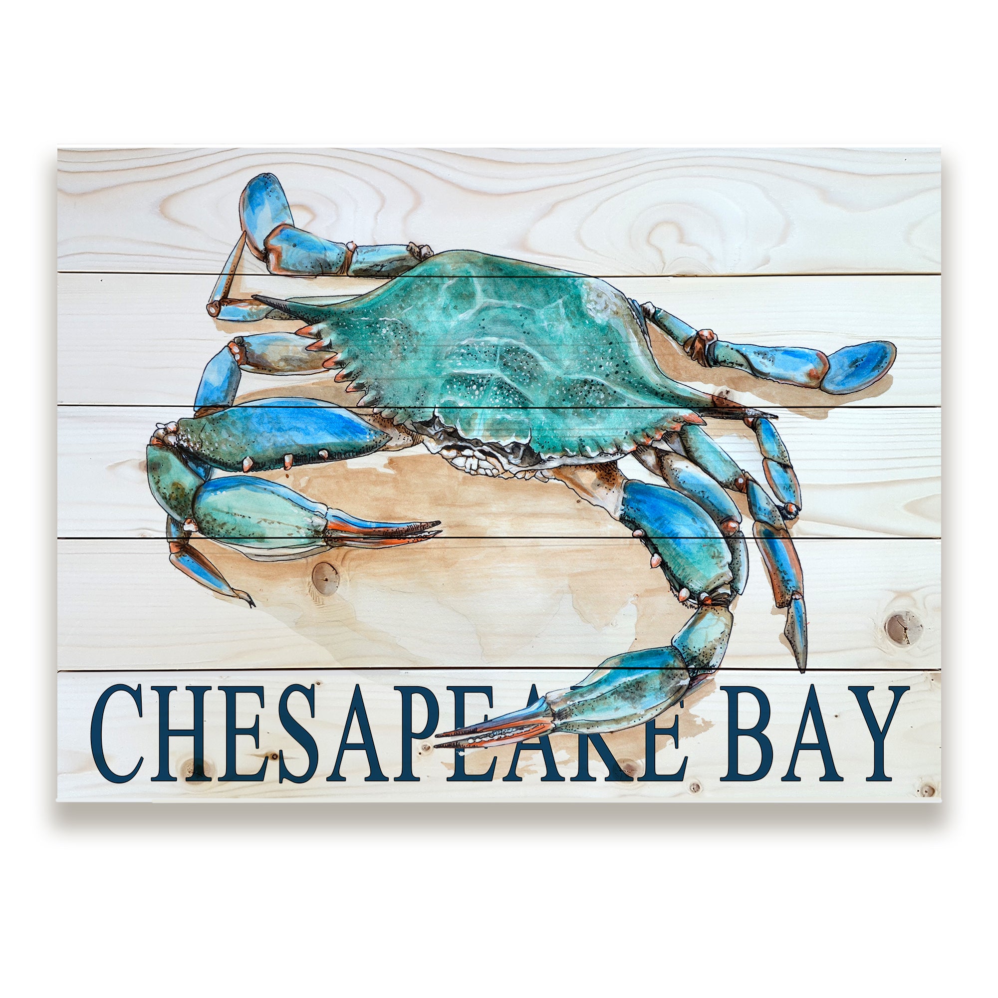 Crab Artwork - Chesapeake Bay Statement Sized Pallet Maps