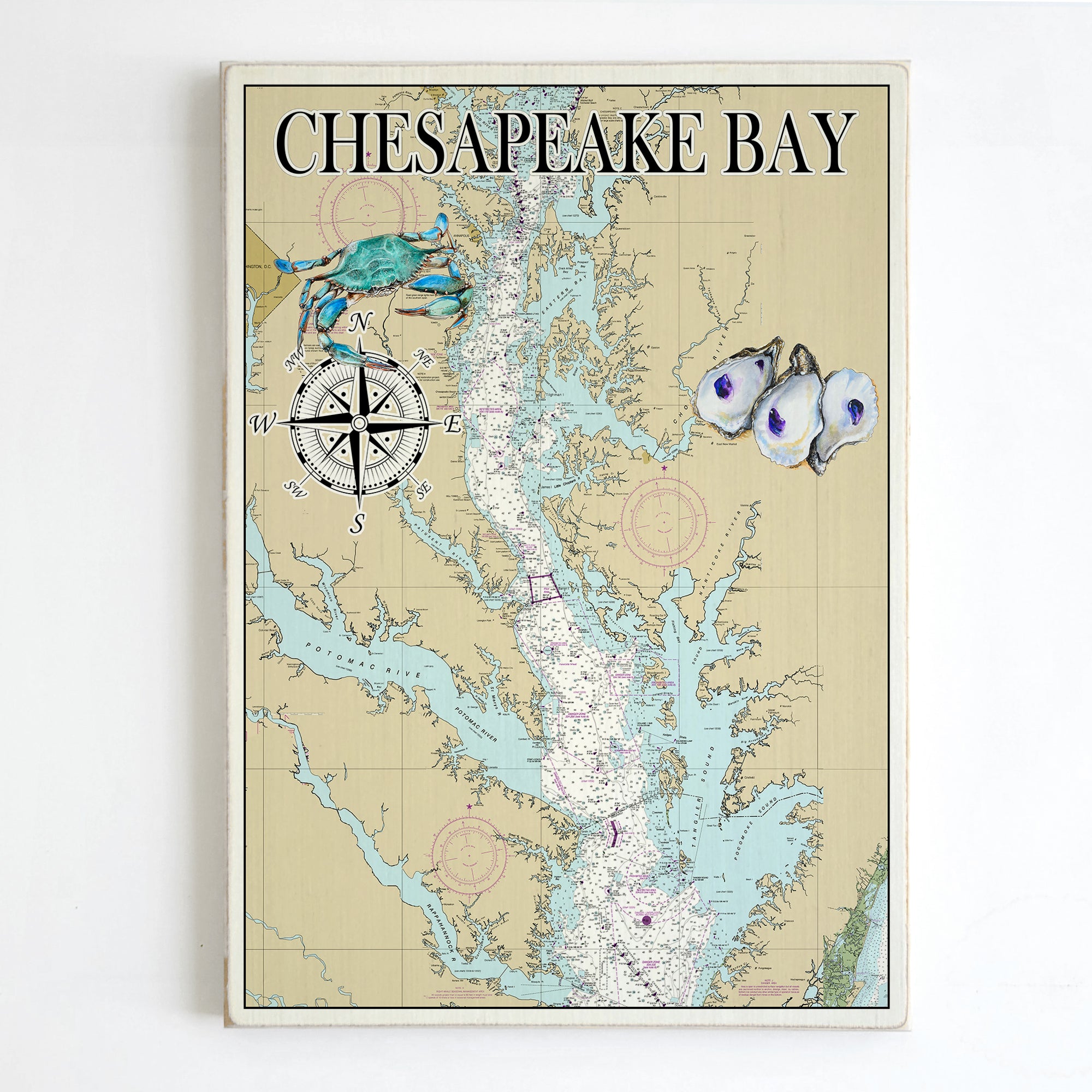 Chesapeake Bay,  Oysters Plank Map