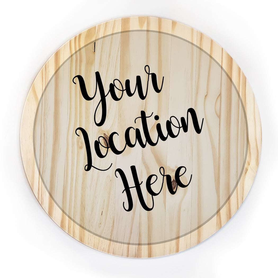 Wholesale  18" Wood Circle Map -Custom Location