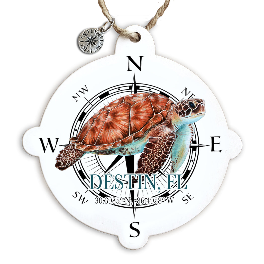 Destin, FL Compass Sea Turtle Ornament