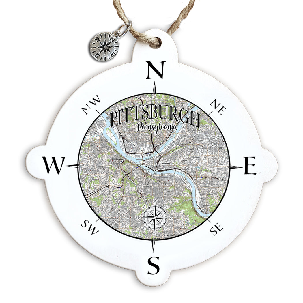 Pittsburgh, PA  Map Compass Ornament