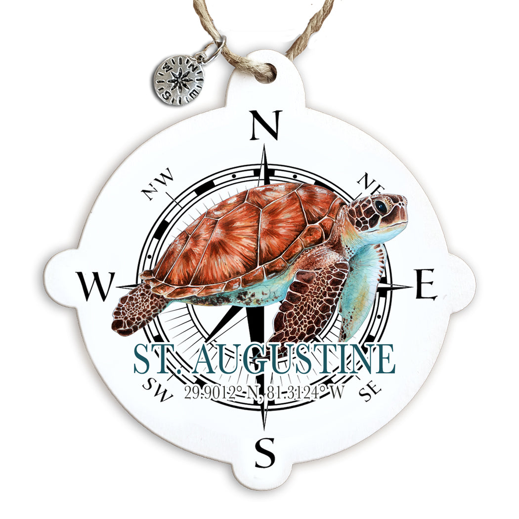 St. Augustine, FL Compass Sea Turtle Ornament