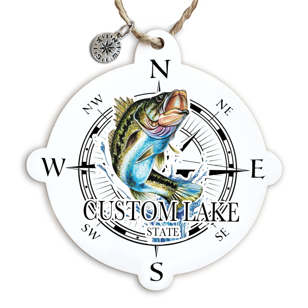 Wholesale Wood Ornament Compass Bass Art -Custom Location
