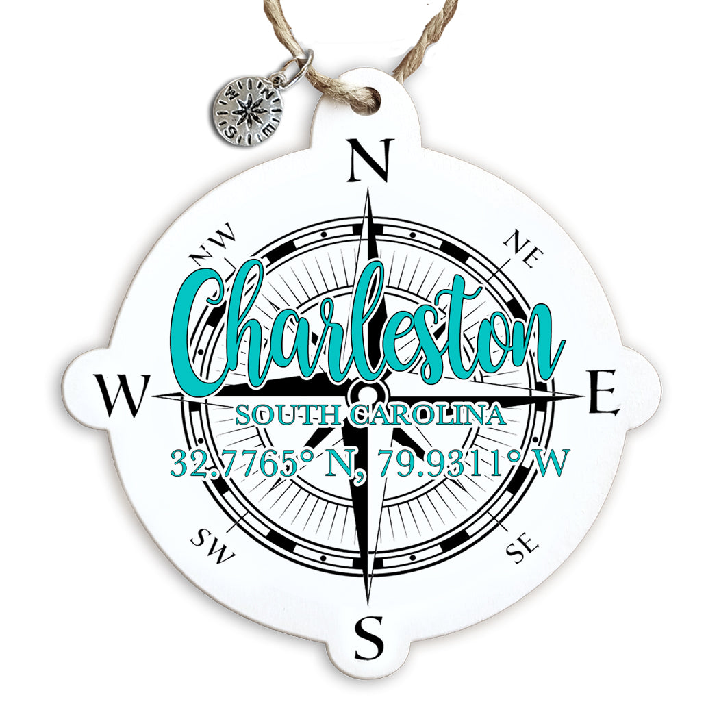 Charleston, SC Teal Compass Ornament