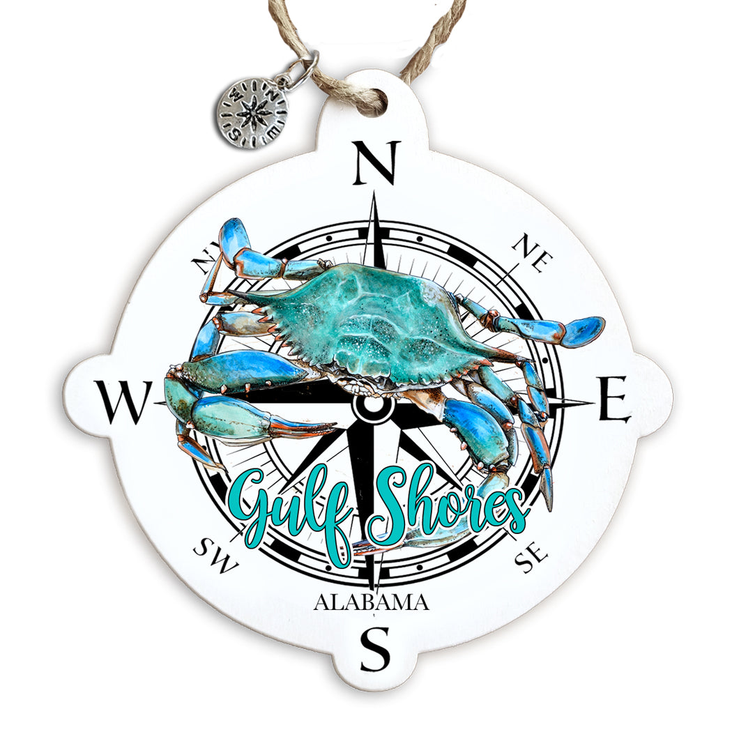 Gulf Shores, AL Blue Crab Compass Ornament