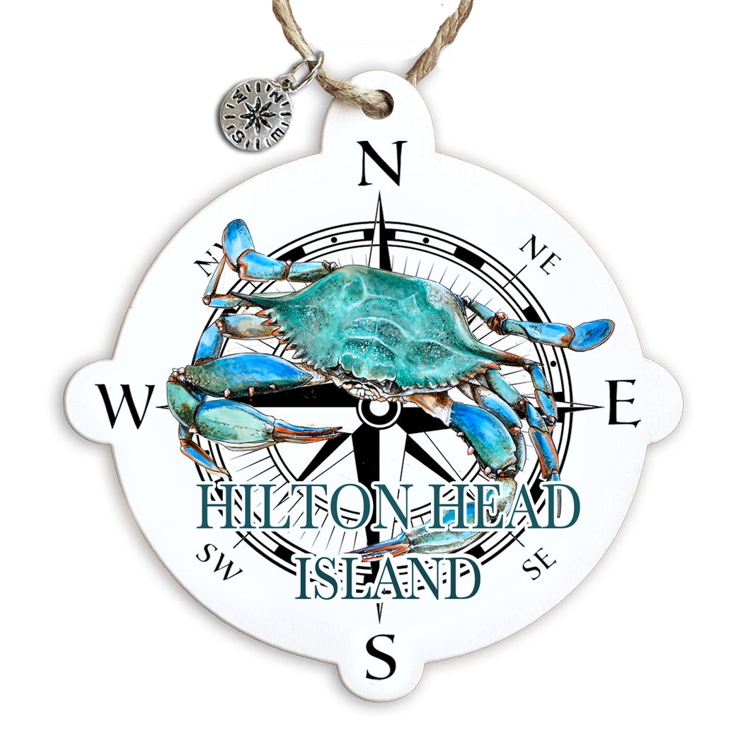 Hilton Head Island, SC Blue Crab Compass Ornament
