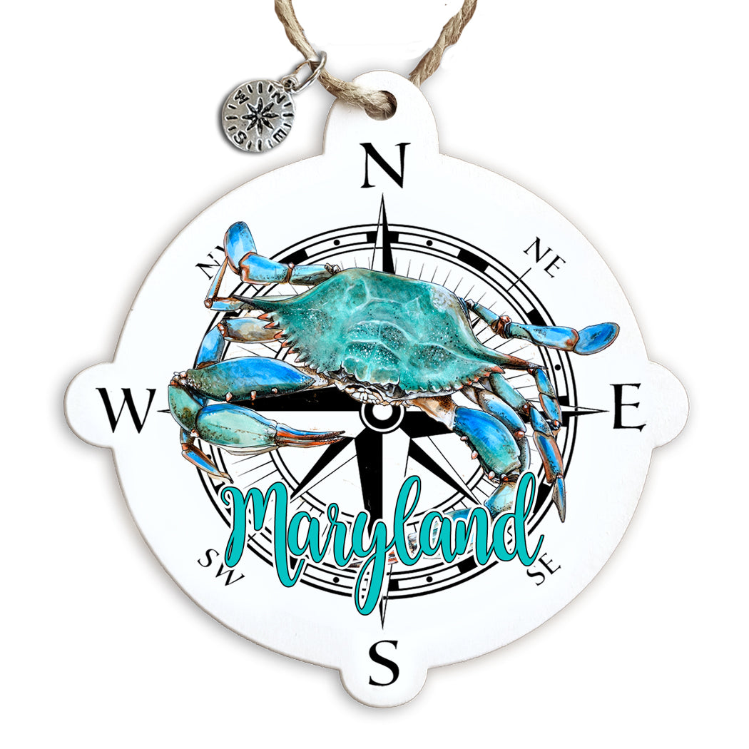 Maryland Compass Blue Crab Ornament