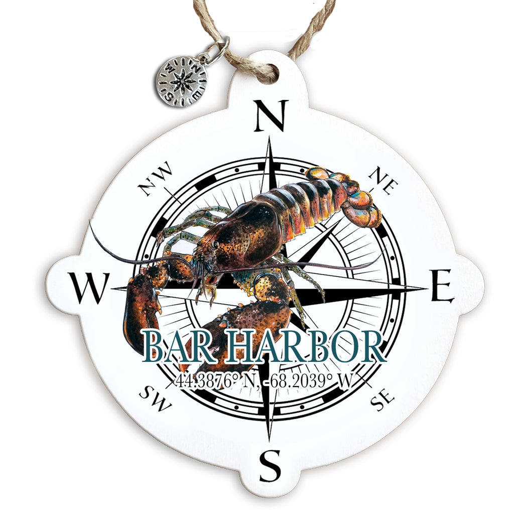 Bar Harbor, ME  Lobster Compass Ornament
