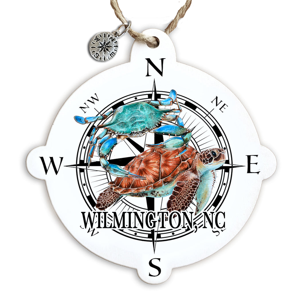 Wilmington, NC Compass Blue Crab & Sea Turtle Ornament