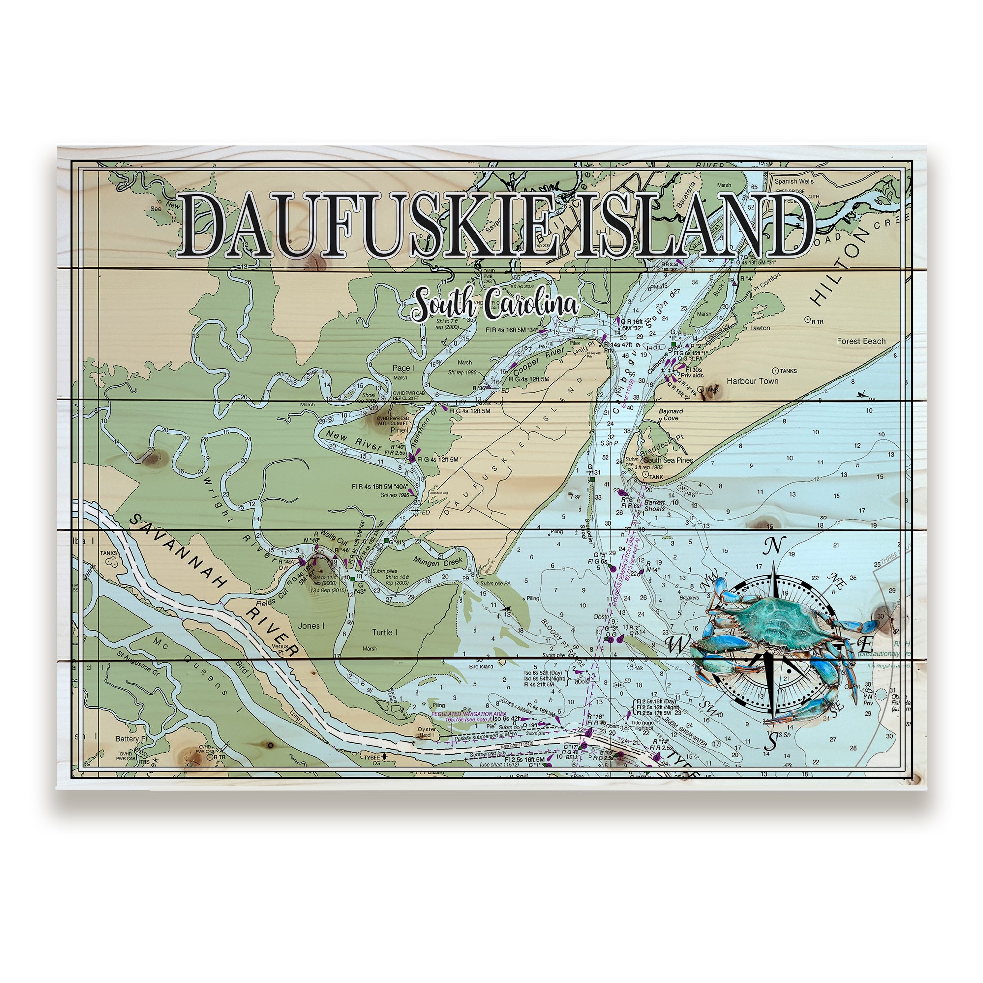 Daufuskie Island, SC Blue Crab Pallet Map MapMom